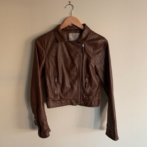 ONLY Brown Pleather Jacket - Picture 2 of 8